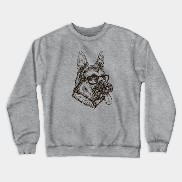 Smart German Shepherd Dog Crewneck Sweatshirt by Dima Kruk